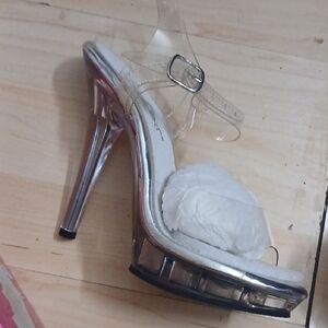 Chic Transparent Silver Stiletto Heels